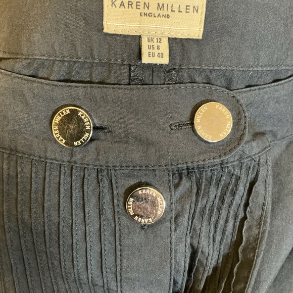 Karen Millen Black Cotton Blend Button Front Sheath Dress Size 8 US - Picture 10 of 11